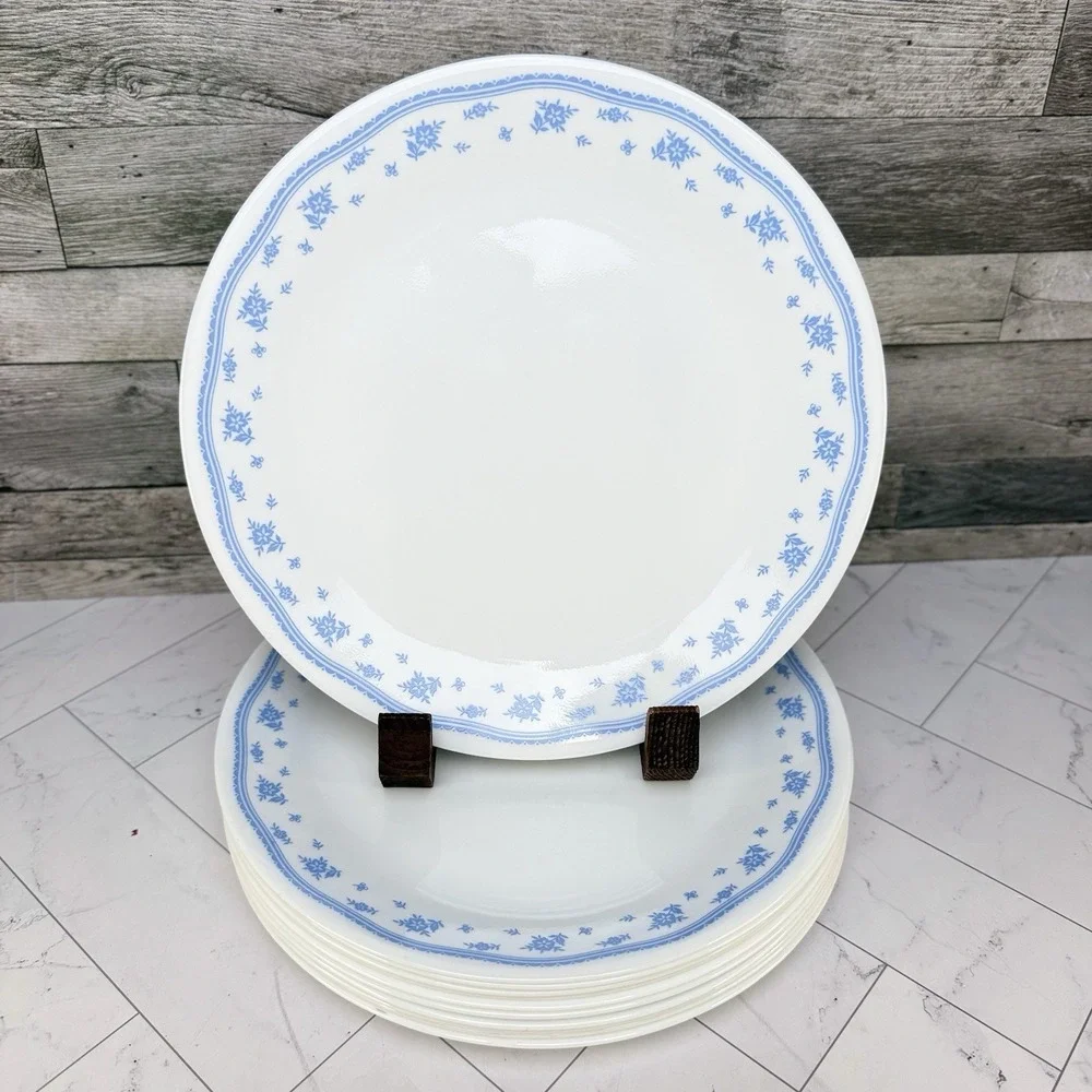 Corelle Morning Blue Floral Dinner Plates 10.25